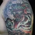 Satanic Devil stealing Souls tattoo, new orleans tattoo, randy muller, eyecandy, icandytattoo, i candy, eye candy,