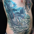 Heron and Catfish tattoo,new orleans tattoo, randy muller, eyecandy, icandytattoo, i candy, eye candy,