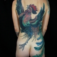 rooster feminine backpiece tattoo,new orleans tattoo, randy muller, eyecandy, icandytattoo, i candy, eye candy,