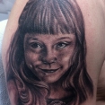 black and grey daughter kids portrait tattoo,new orleans tattoo, randy muller, eyecandy, icandytattoo, i candy, eye candy,